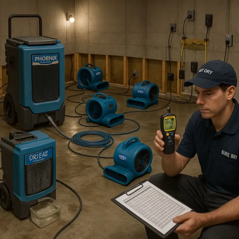 Structural Drying and Dehumidification process in Wellford, SC